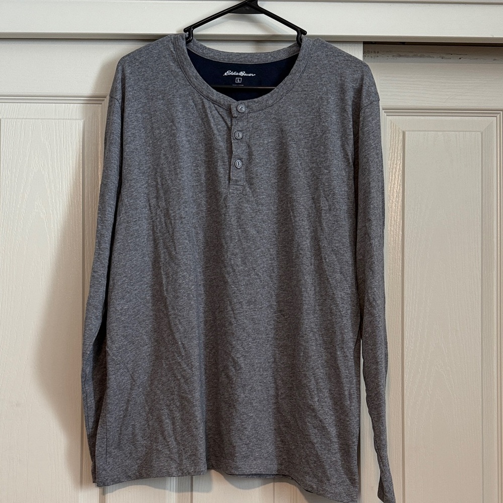 Eddie Bauer Men's Charcoal Long Sleeve Henley